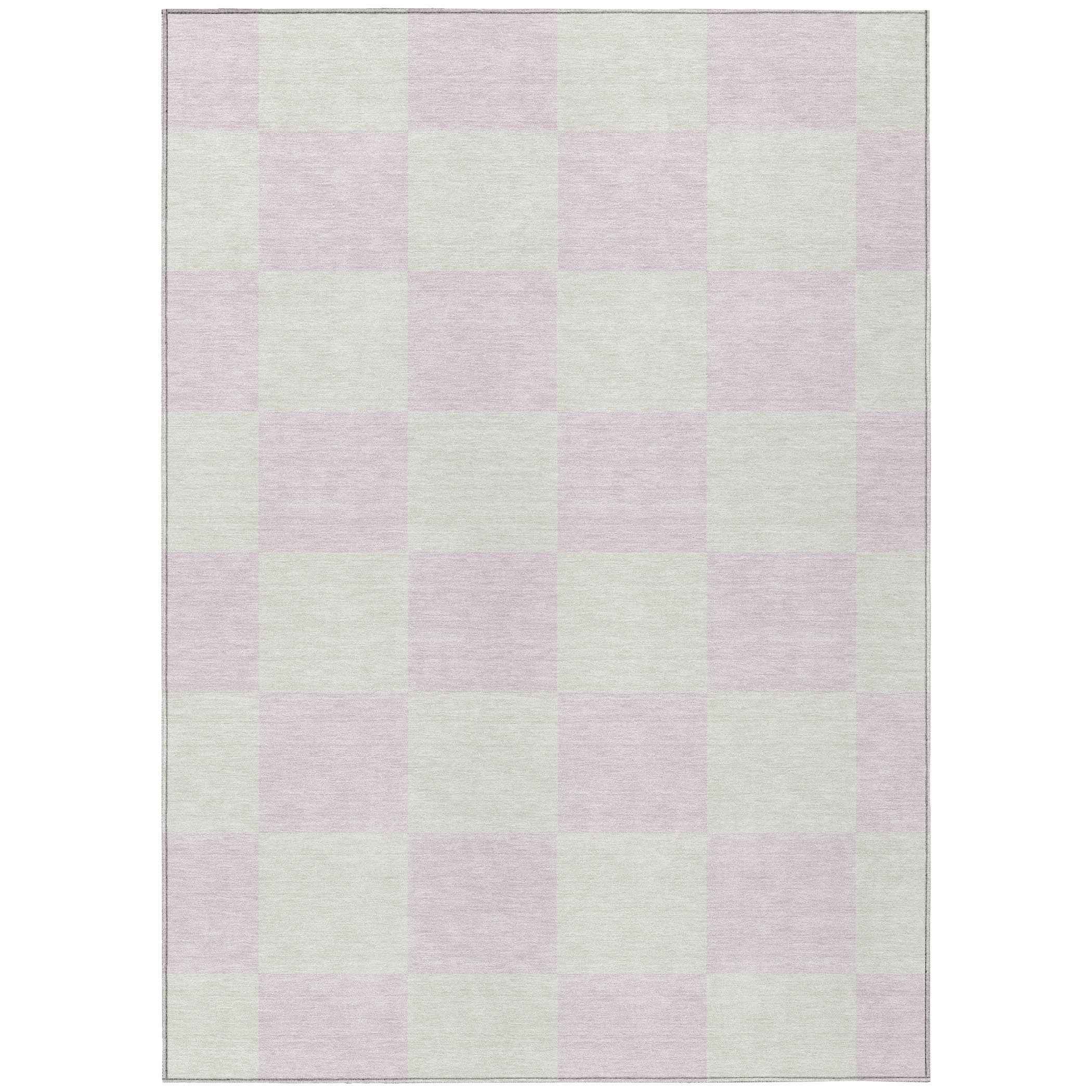 3' X 5' Pink And Ivory Geometric Washable Indoor Outdoor Area Rug