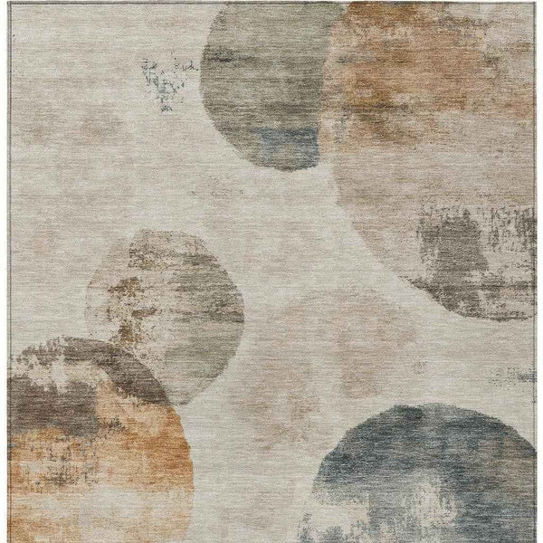 8' X 10' Beige Khaki And Ivory Abstract Washable Indoor Outdoor Area Rug