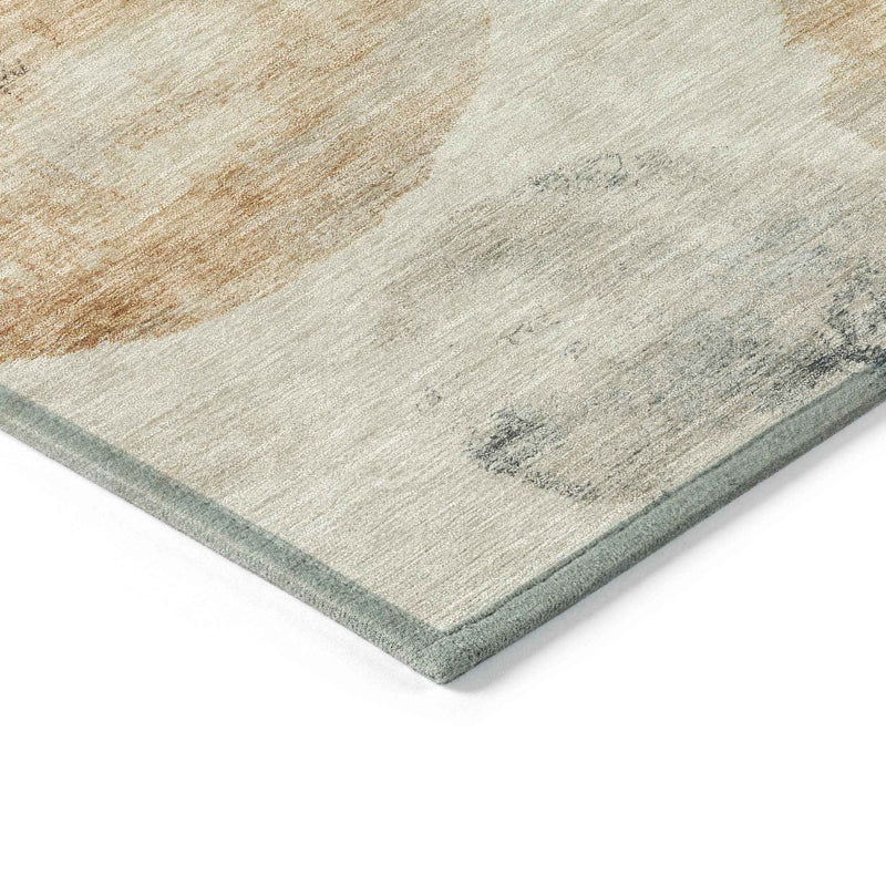 8' X 10' Beige Khaki And Ivory Abstract Washable Indoor Outdoor Area Rug