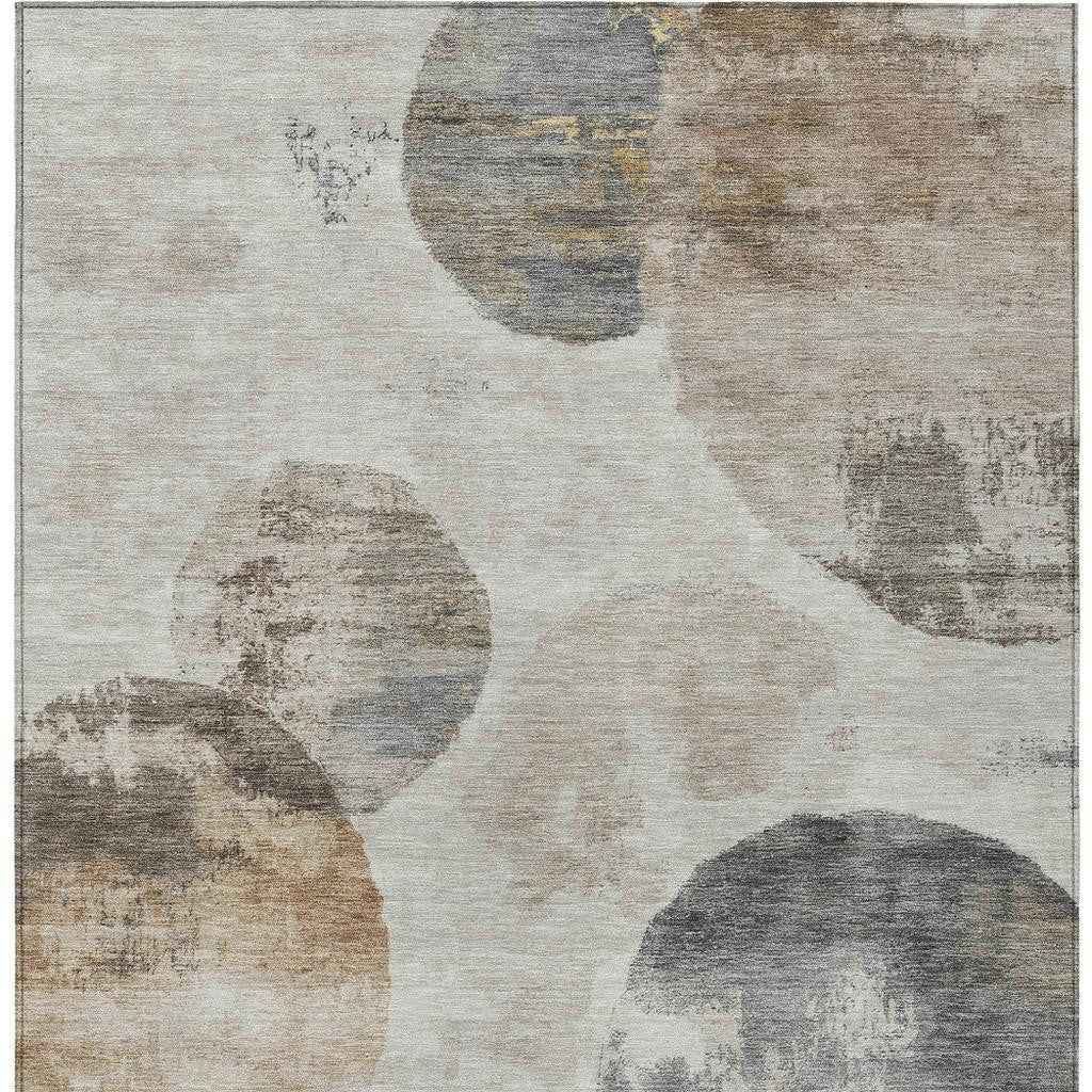10' X 14' Taupe Ivory And Beige Abstract Washable Indoor Outdoor Area Rug