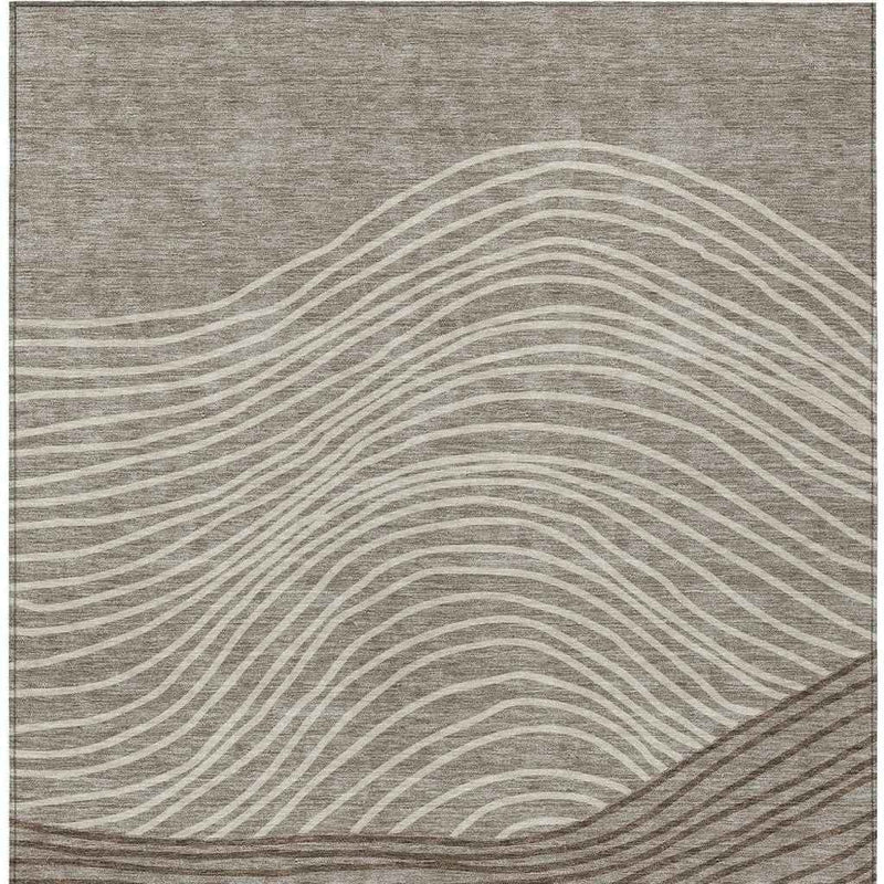8' X 10' Taupe Beige And Brown Striped Washable Indoor Outdoor Area Rug