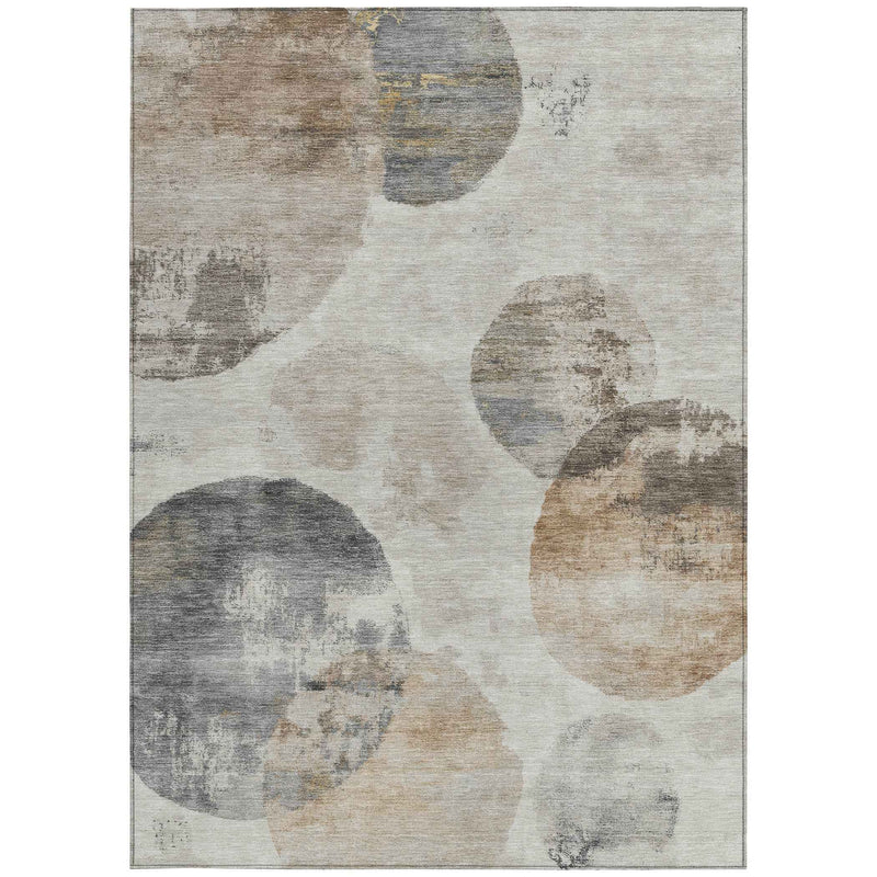 5' X 8' Taupe Ivory And Beige Abstract Washable Indoor Outdoor Area Rug