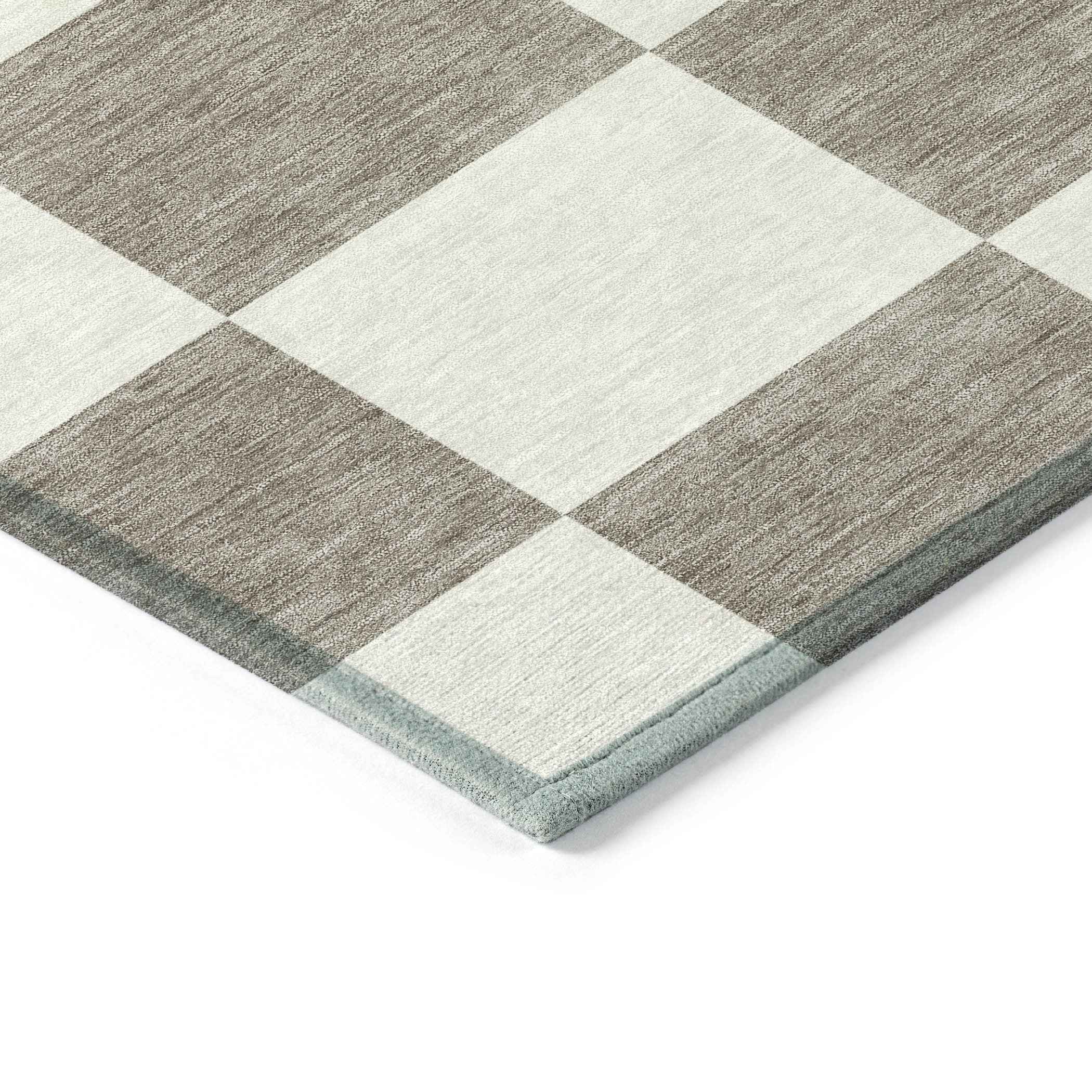 3' X 5' Taupe And Ivory Geometric Washable Indoor Outdoor Area Rug