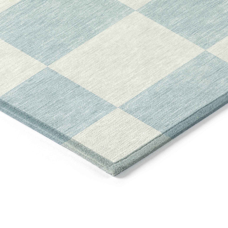 10' X 14' Sky Blue And Ivory Geometric Washable Indoor Outdoor Area Rug