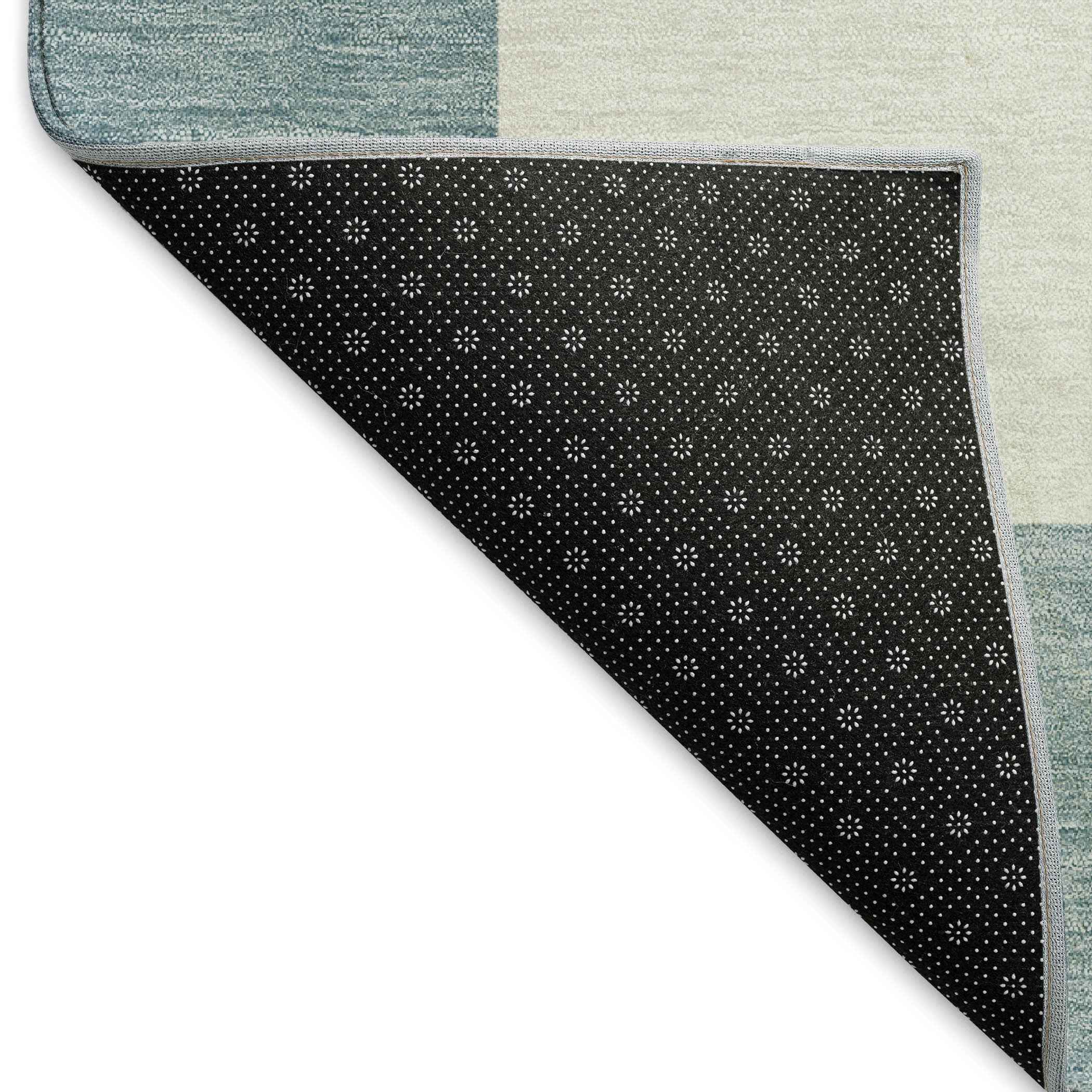 10' X 14' Teal Blue And Ivory Geometric Washable Indoor Outdoor Area Rug