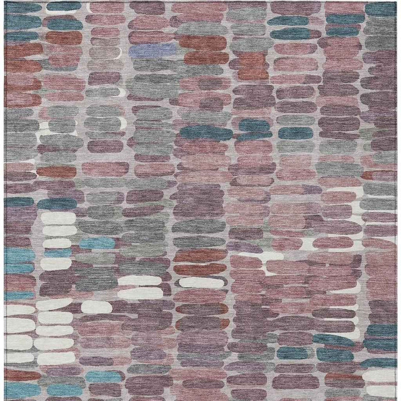 5' X 8' Blush Pink And Merlot Abstract Washable Indoor Outdoor Area Rug