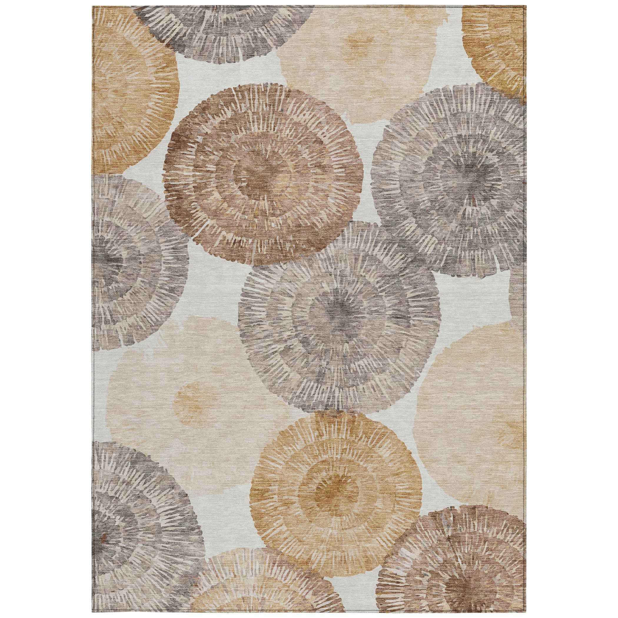 5' X 8' Copper Ivory And Gray Abstract Washable Indoor Outdoor Area Rug