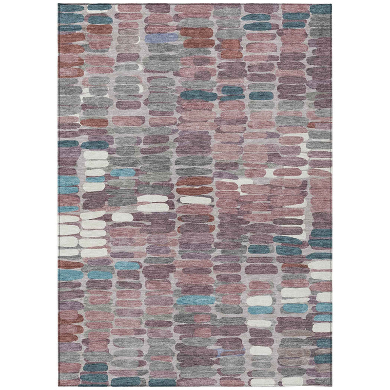 10' X 14' Blush Pink And Merlot Abstract Washable Indoor Outdoor Area Rug