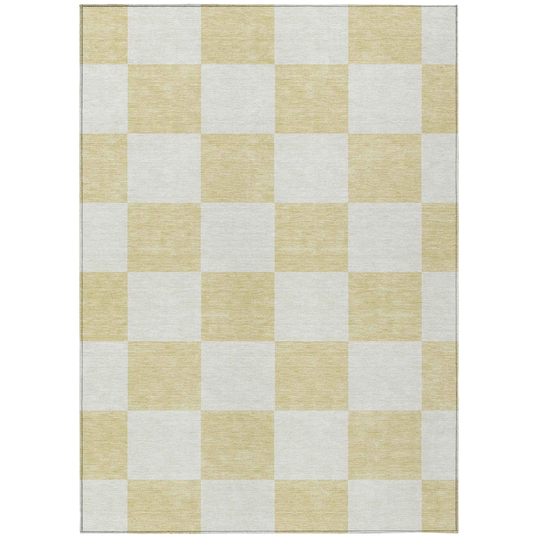 10' X 14' Wheat And Beige Geometric Washable Indoor Outdoor Area Rug