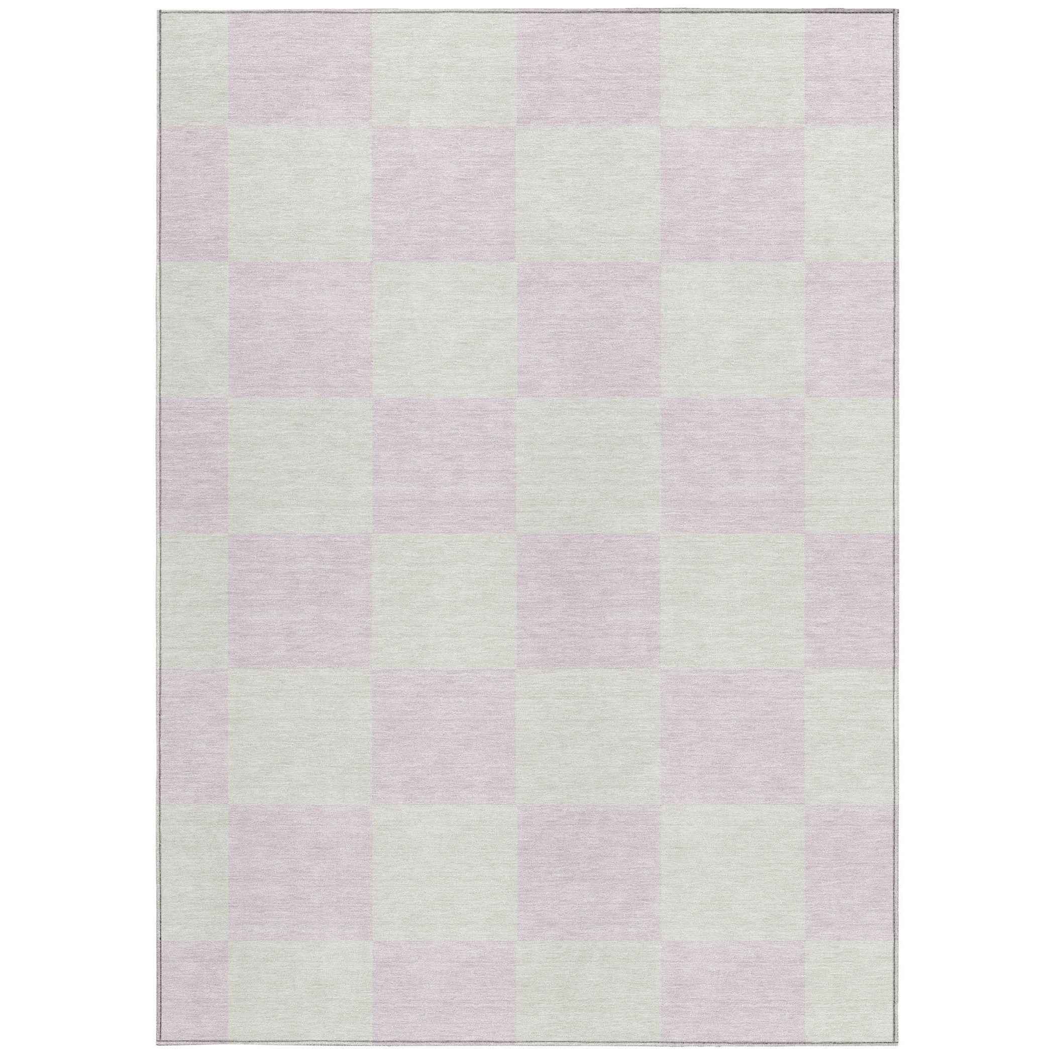 8' X 10' Pink And Ivory Geometric Washable Indoor Outdoor Area Rug