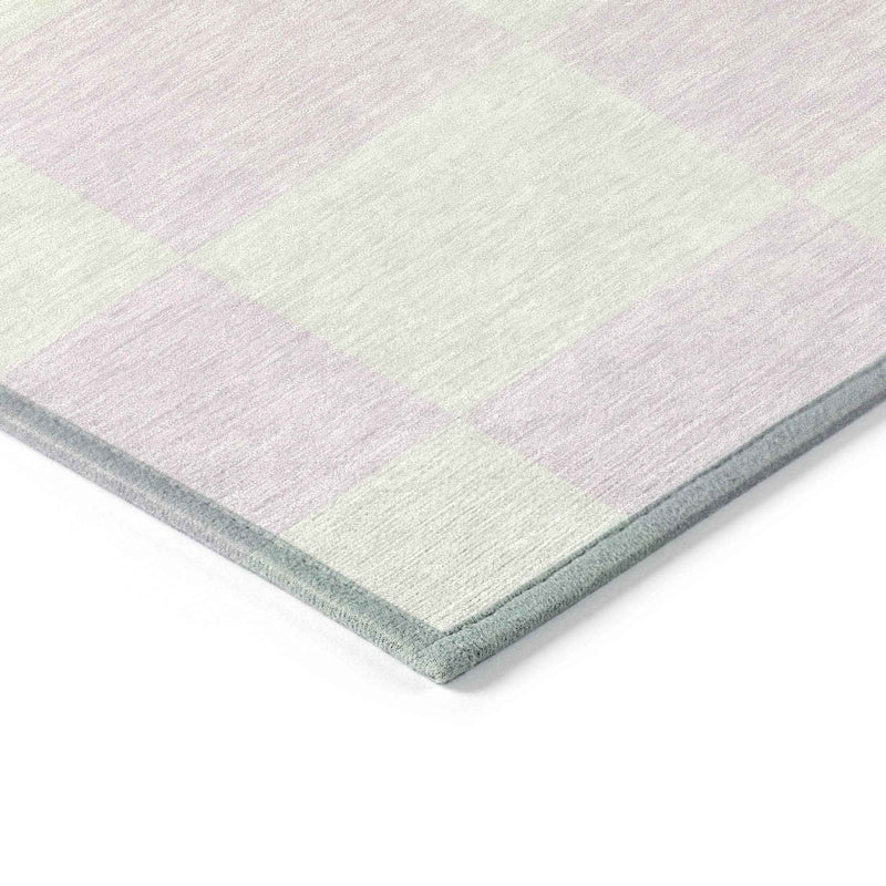 8' X 10' Pink And Ivory Geometric Washable Indoor Outdoor Area Rug