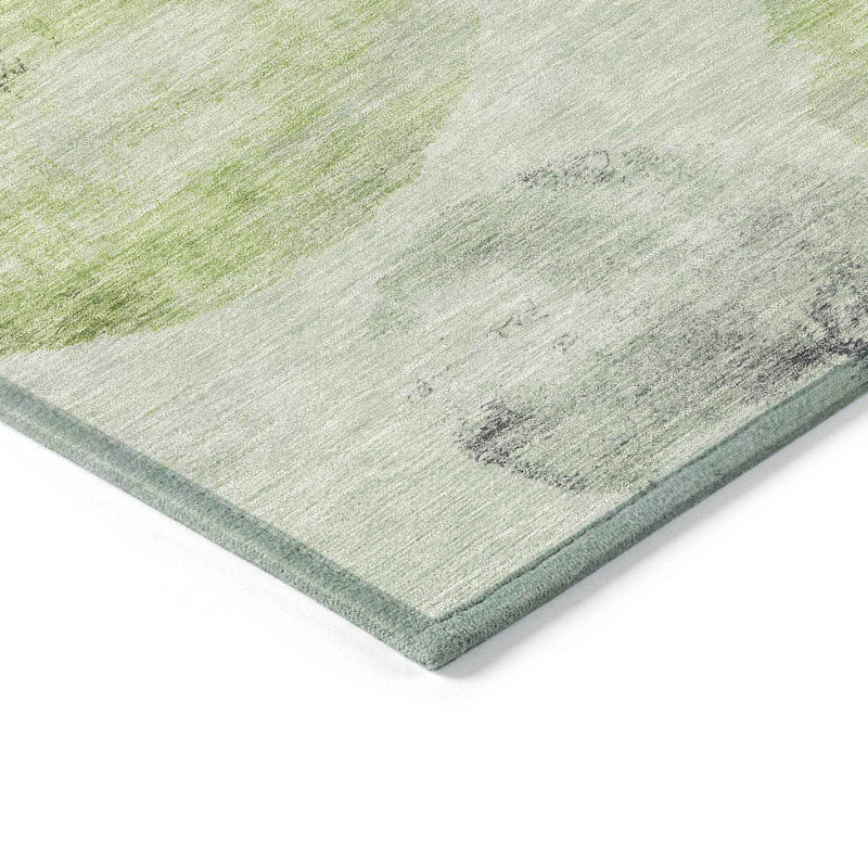 5' X 8' Artichoke Green And Ivory Abstract Washable Indoor Outdoor Area Rug