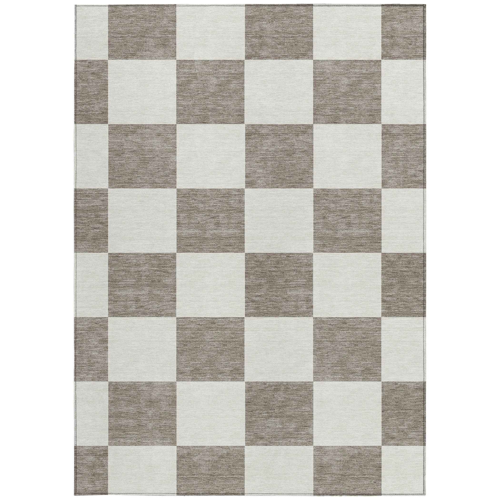 10' X 14' Taupe And Ivory Geometric Washable Indoor Outdoor Area Rug