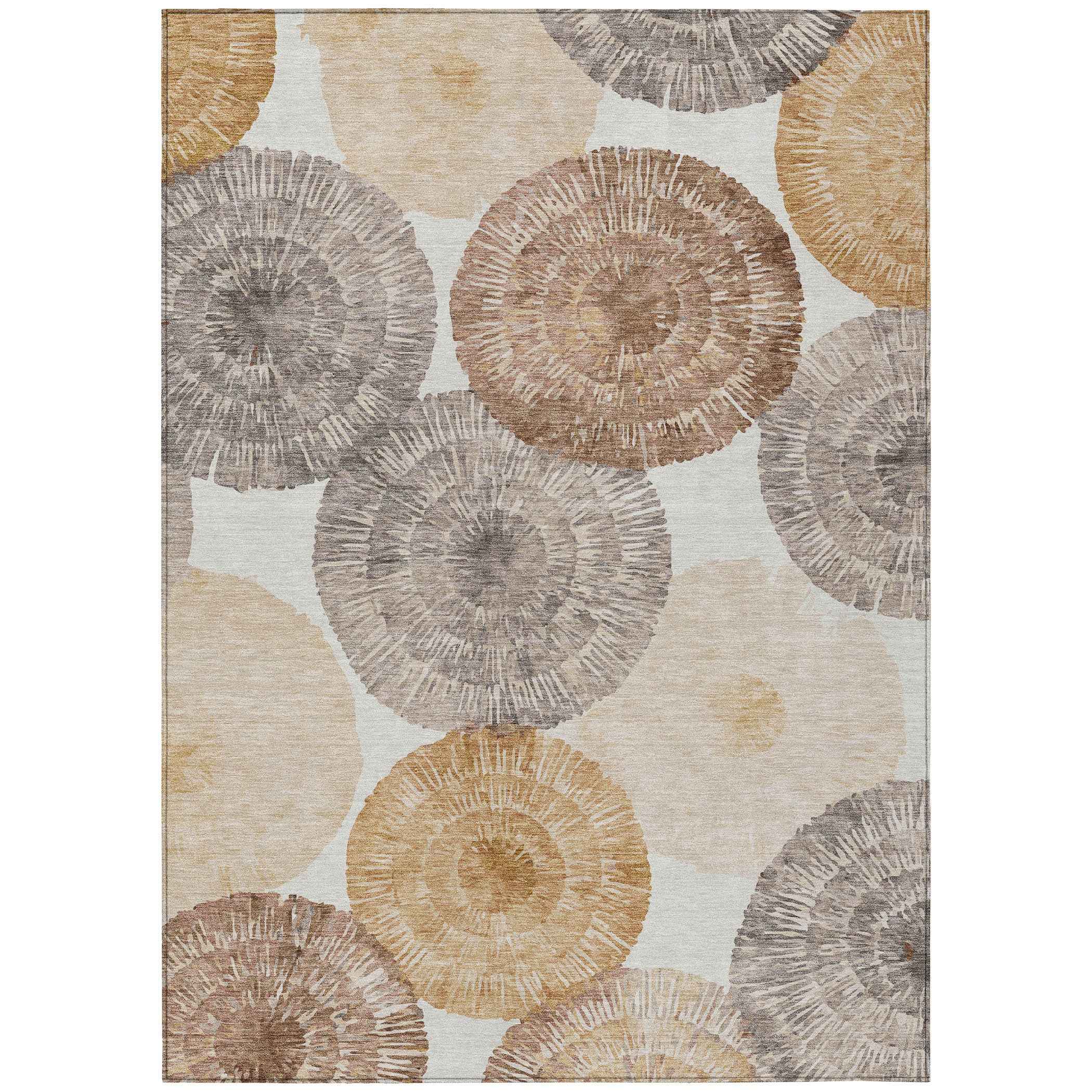 3' X 5' Copper Ivory And Gray Abstract Washable Indoor Outdoor Area Rug