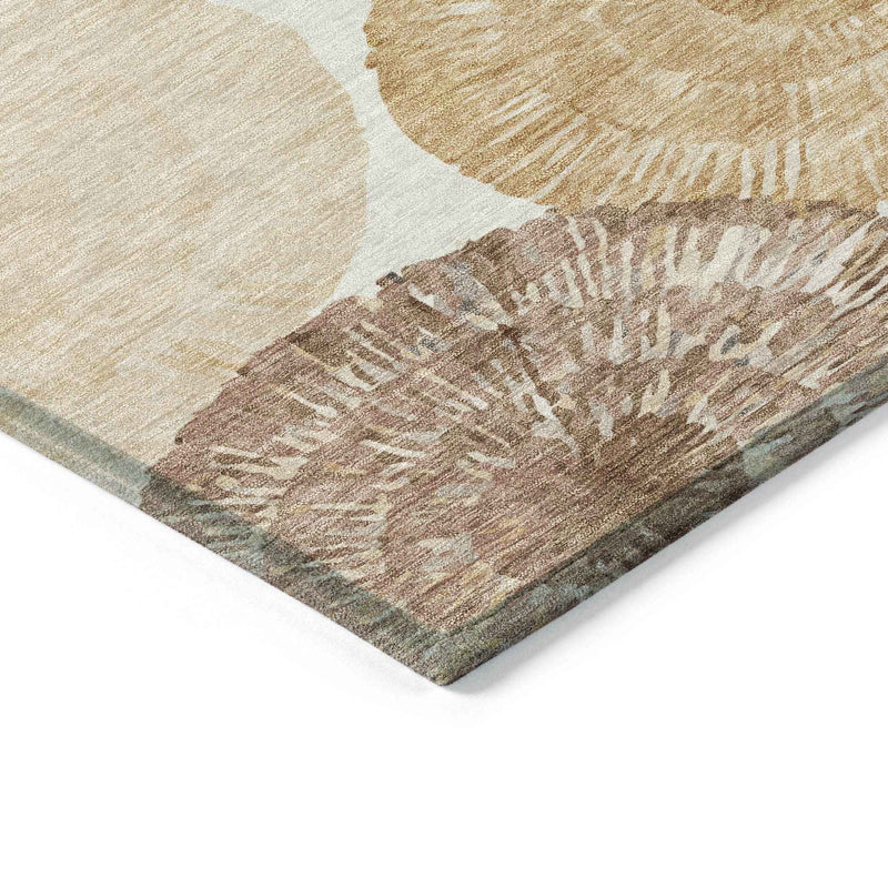 3' X 5' Copper Ivory And Gray Abstract Washable Indoor Outdoor Area Rug