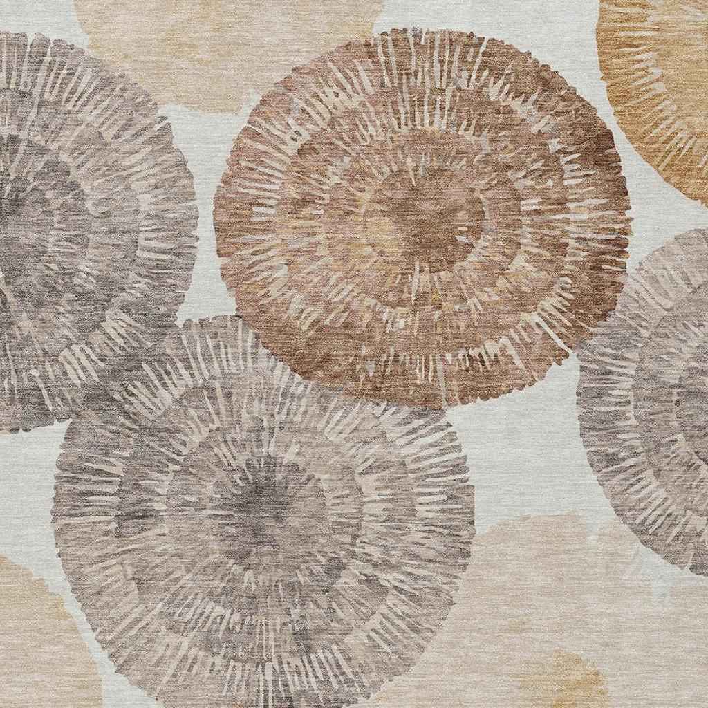 3' X 5' Copper Ivory And Gray Abstract Washable Indoor Outdoor Area Rug