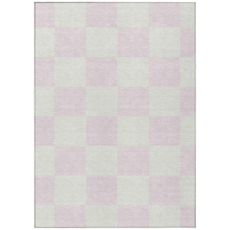 10' X 14' Pink And Ivory Geometric Washable Indoor Outdoor Area Rug