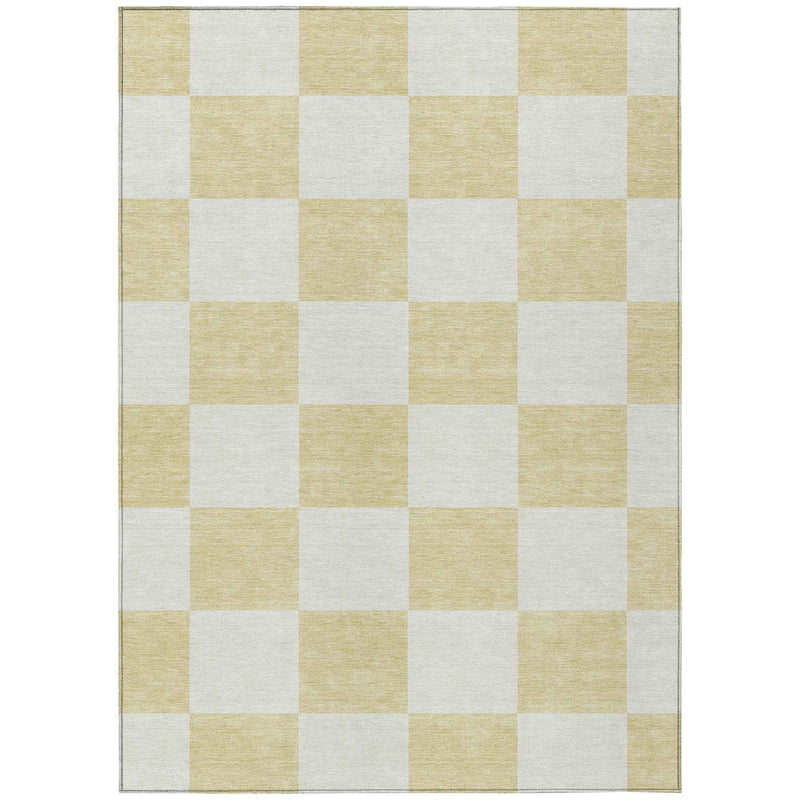 3' X 5' Wheat And Beige Geometric Washable Indoor Outdoor Area Rug