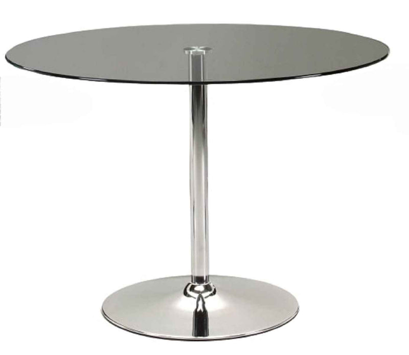 42" Clear and Silver Glass and Metal Pedestal Base Round Top Dining Table