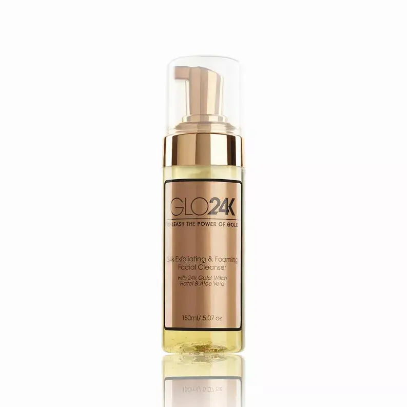24K Exfoliating & Foaming Facial Cleanser with 24k Gold, Witch Hazel and Aloe Vera GLO24K