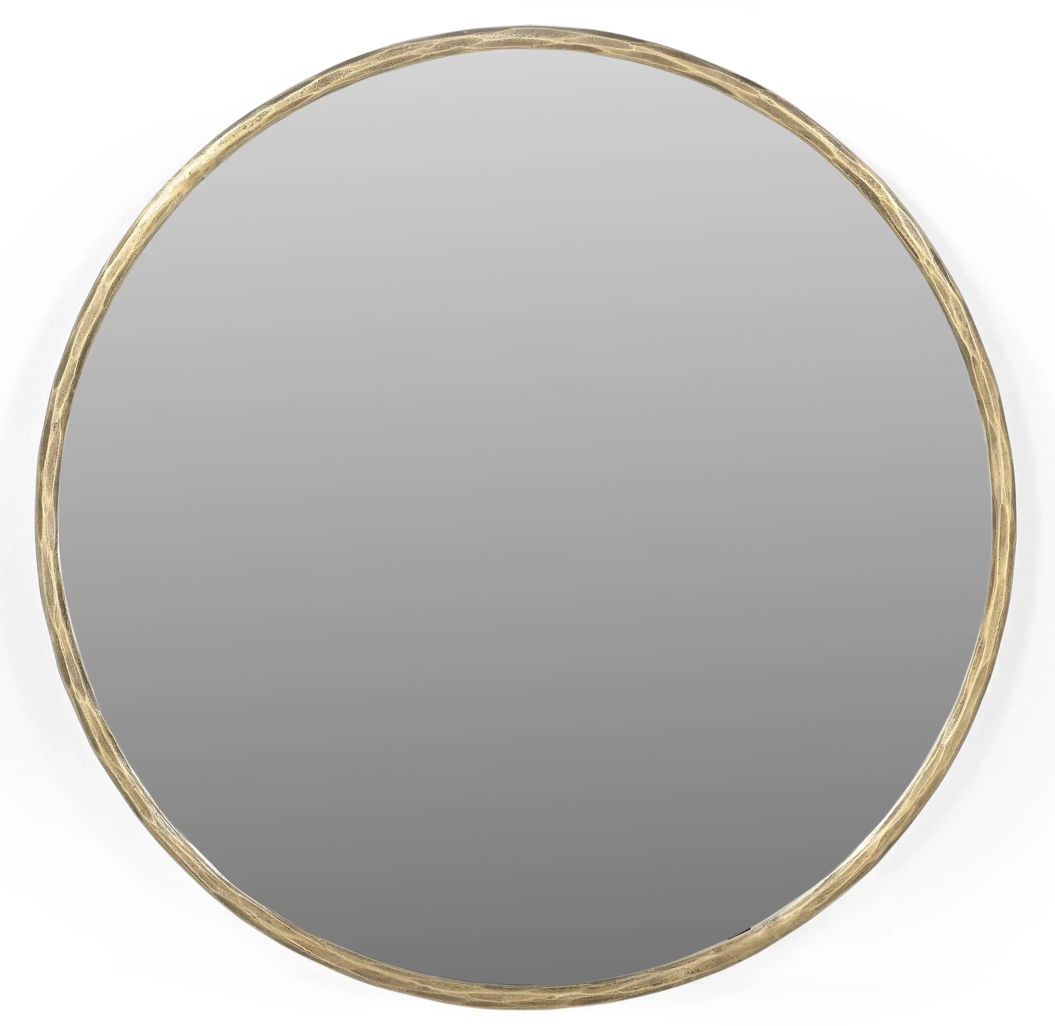 24" Antiqued Brass Iron Round Framed Accent Mirror Homeroots Bed & Bath