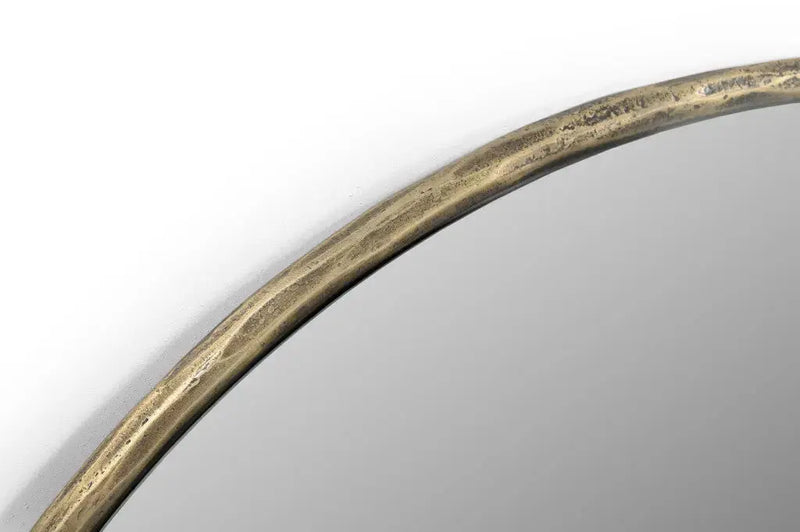 24" Antiqued Brass Iron Round Framed Accent Mirror Homeroots Bed & Bath