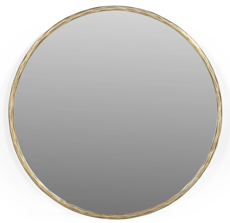 24" Antiqued Brass Iron Round Framed Accent Mirror Homeroots Bed & Bath