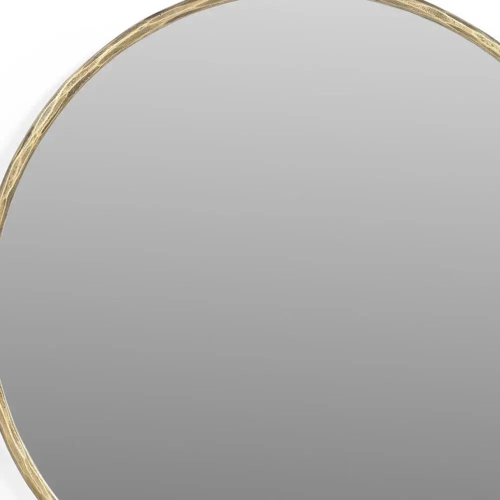 24" Antiqued Brass Iron Round Framed Accent Mirror Homeroots Bed & Bath