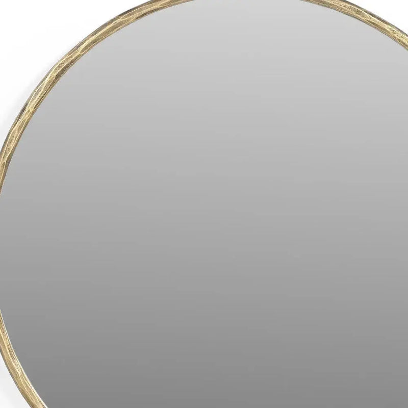 24" Antiqued Brass Iron Round Framed Accent Mirror Homeroots Bed & Bath