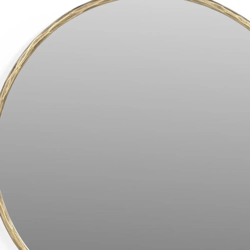 24" Antiqued Brass Iron Round Framed Accent Mirror Homeroots Bed & Bath