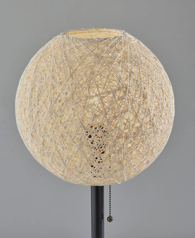 24" Antiqued Bronze Metal Candlestick Table Lamp With Off White Globe Shade - GreatEagleInc