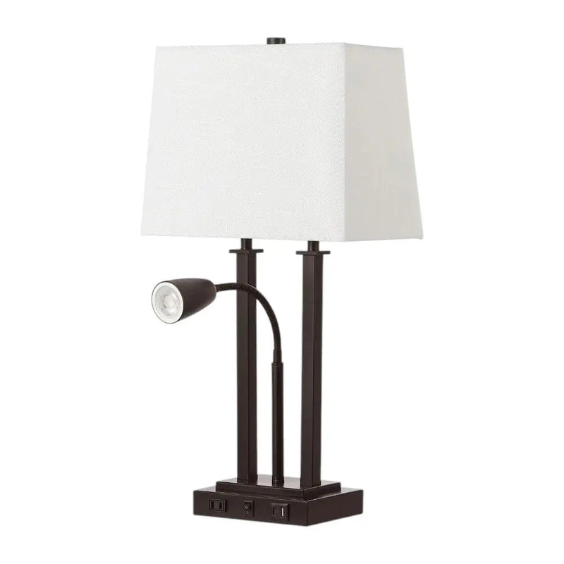 24" Antiqued Bronze Swing Arm Novelty Table Lamp With Shade Homeroots Lighting