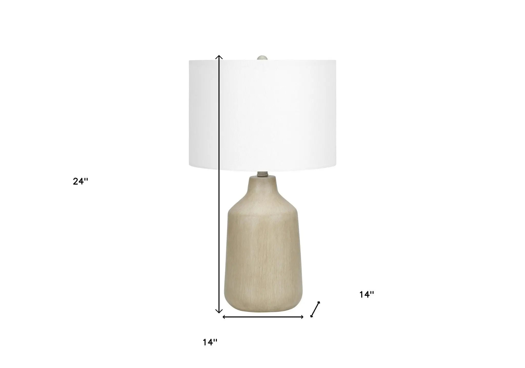 24" Beige Concrete Urn Table Lamp With Ivory Drum Shade Homeroots Lighting