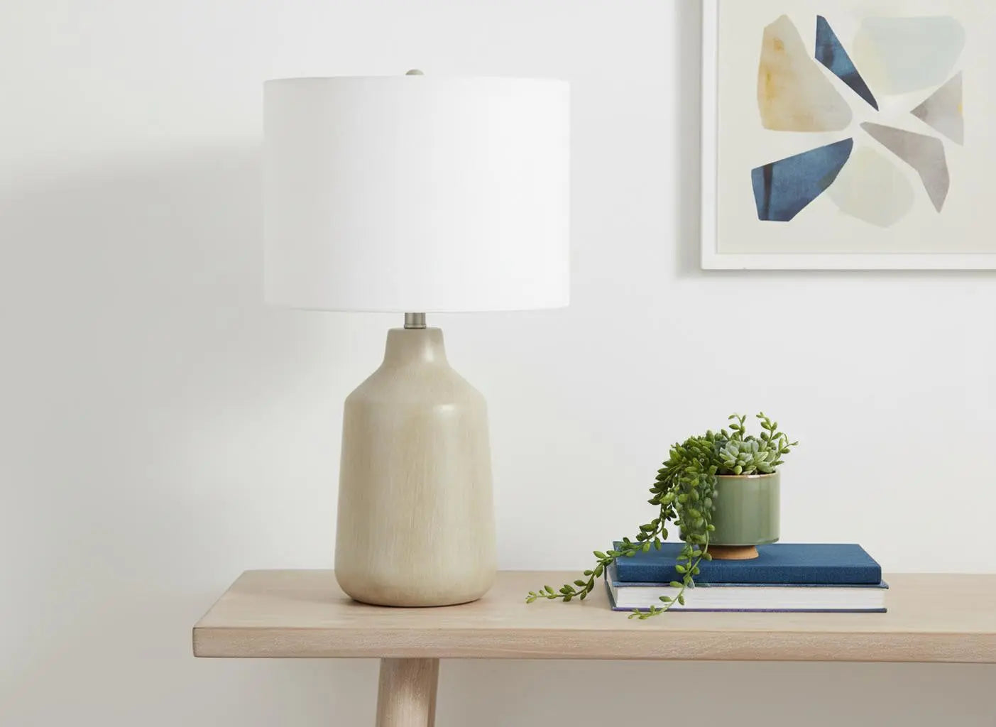 24" Beige Concrete Urn Table Lamp With Ivory Drum Shade Homeroots Lighting