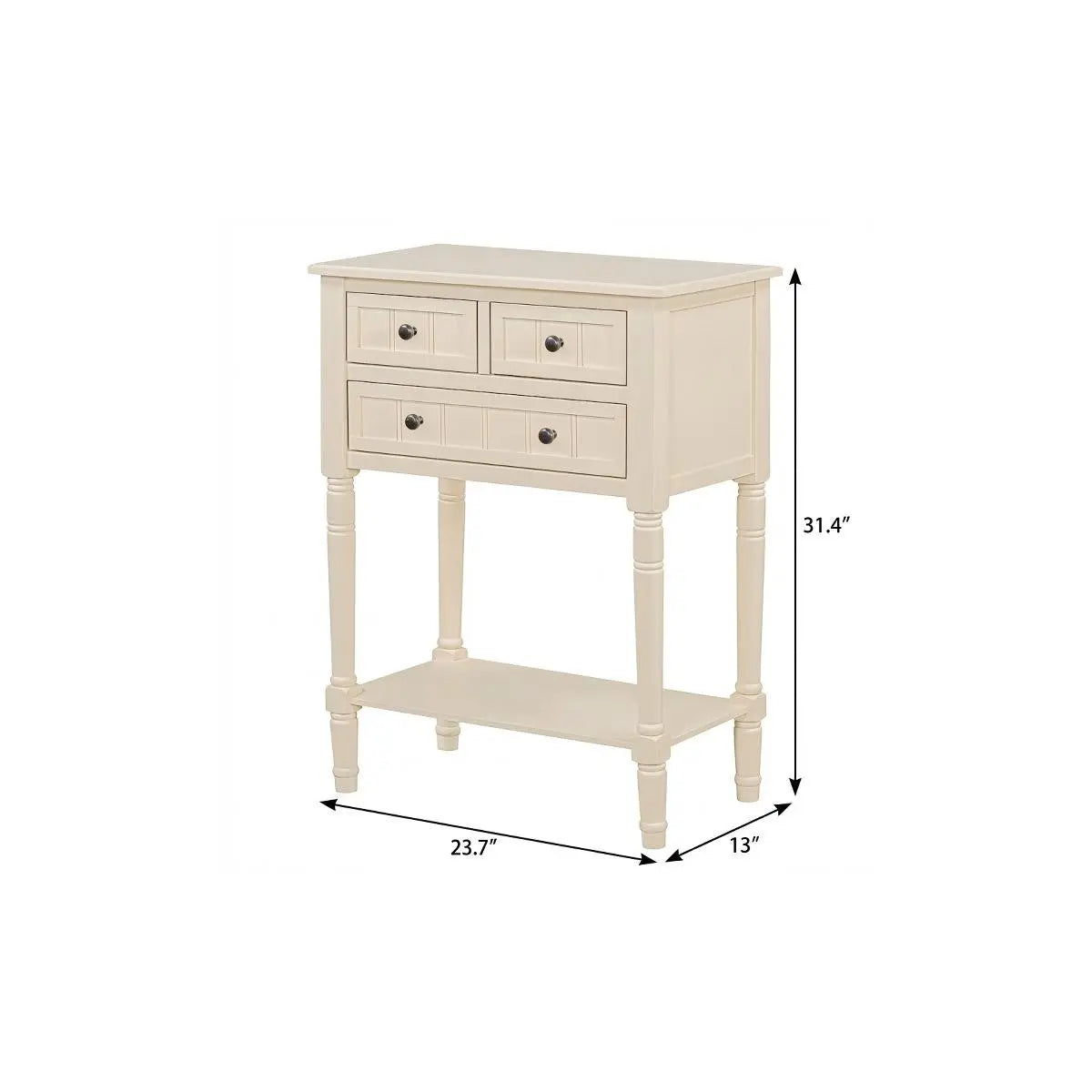 24" Beige Solid Wood Distressed Console Table With Shelf And Three Drawers Homeroots Living Room