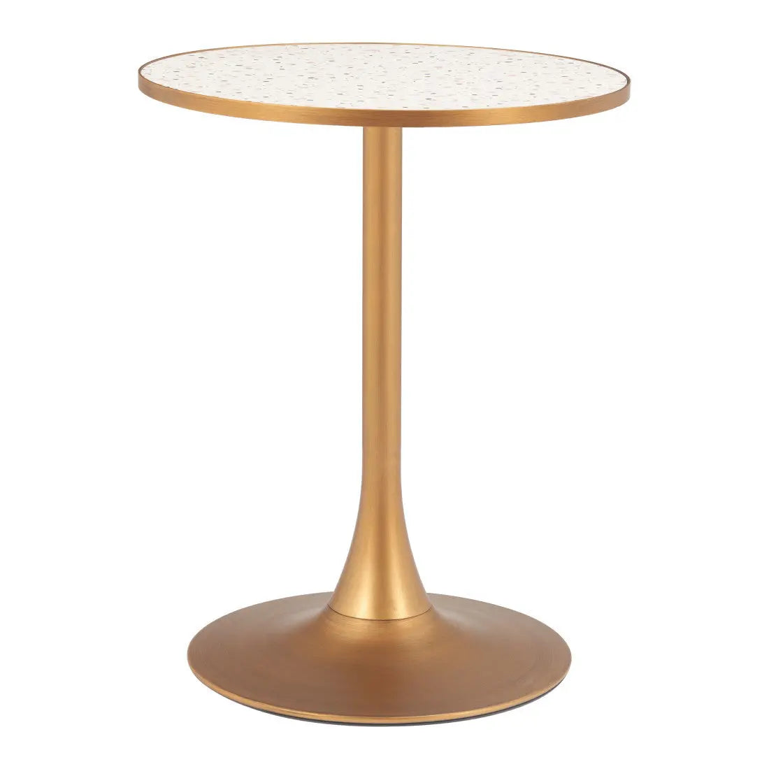 24" Beige and Gold Wood and Steel Pedestal Base Round Top Dining Table Homeroots Kitchen & Dining