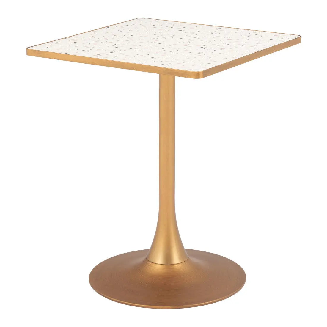24" Beige and Gold Wood and Steel Pedestal Base Square Dining Table Homeroots Kitchen & Dining