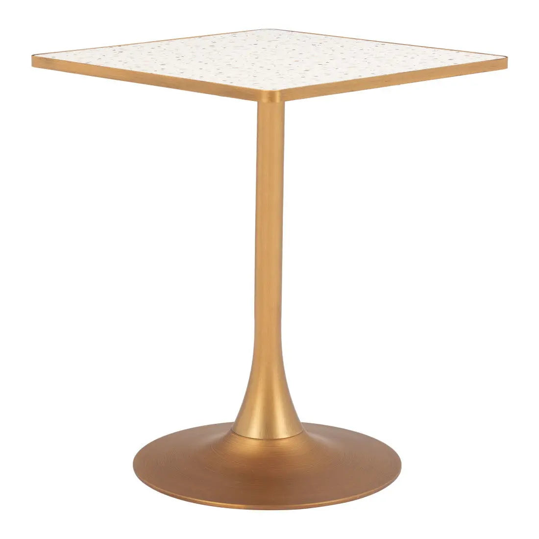24" Beige and Gold Wood and Steel Pedestal Base Square Dining Table Homeroots Kitchen & Dining