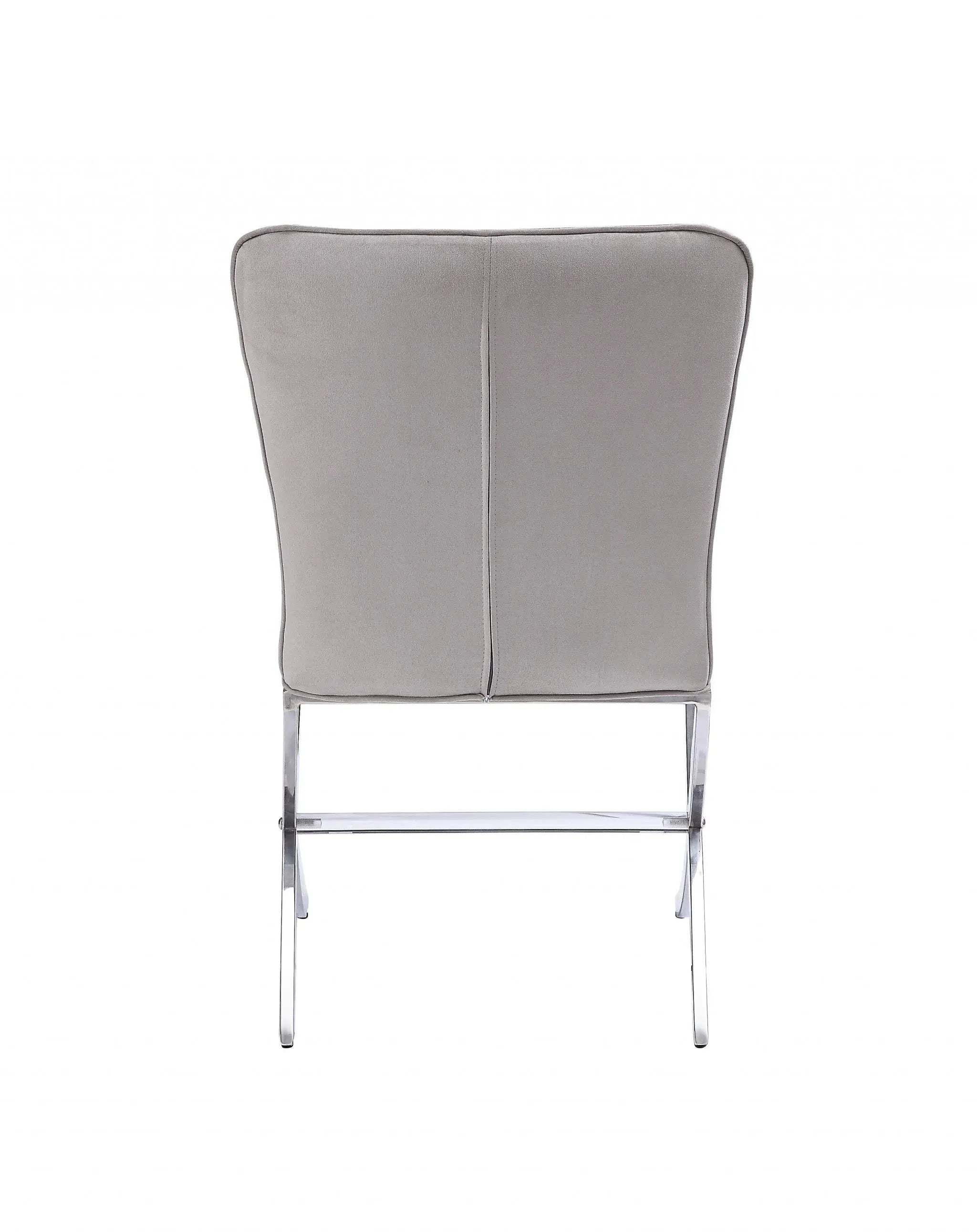 24" Beige and Silver Velvet Parsons Chair Homeroots Living Room