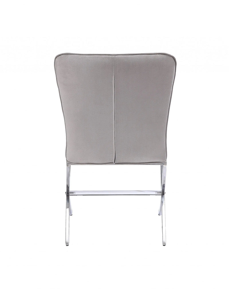 24" Beige and Silver Velvet Parsons Chair Homeroots Living Room