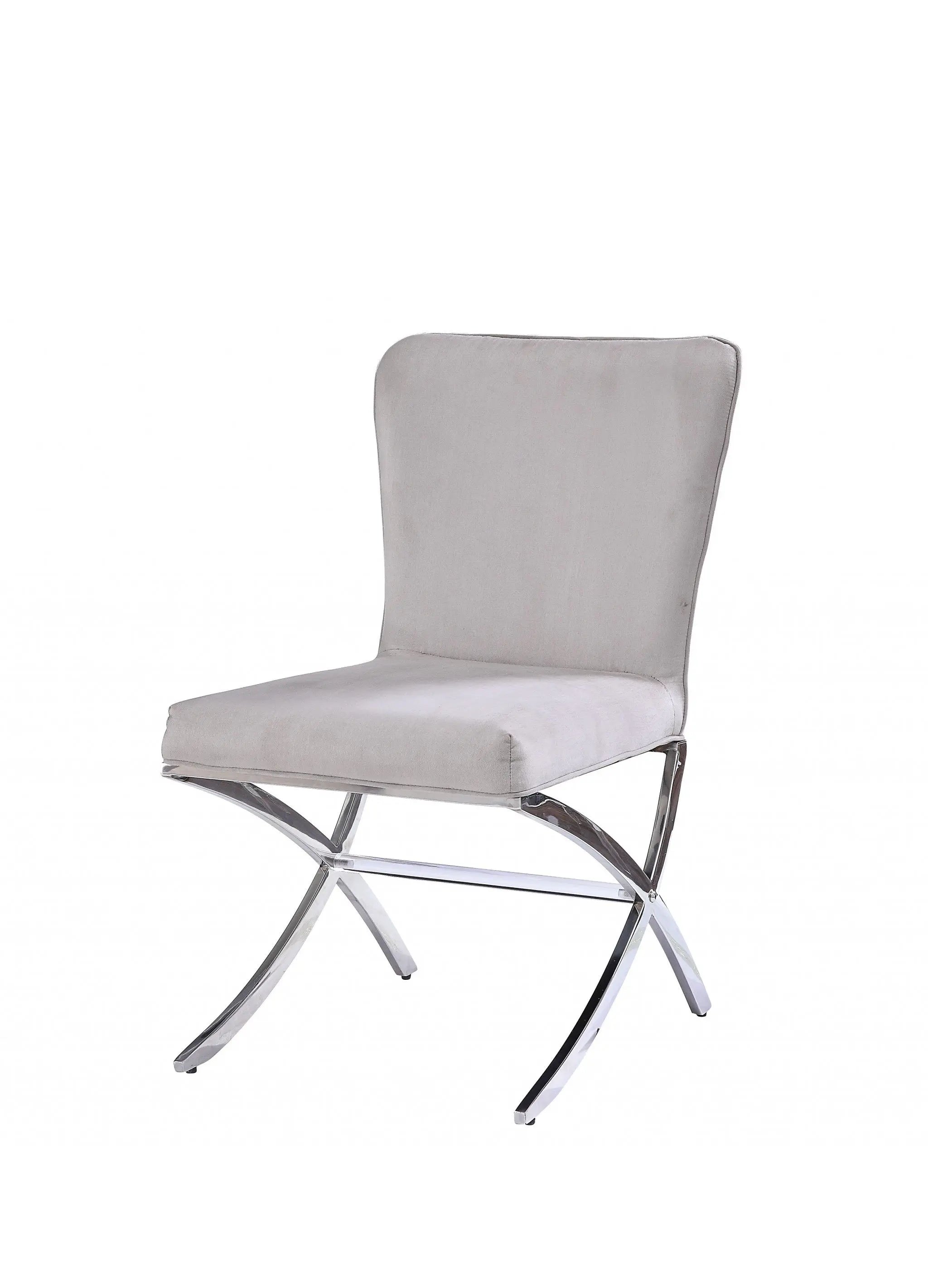 24" Beige and Silver Velvet Parsons Chair Homeroots Living Room