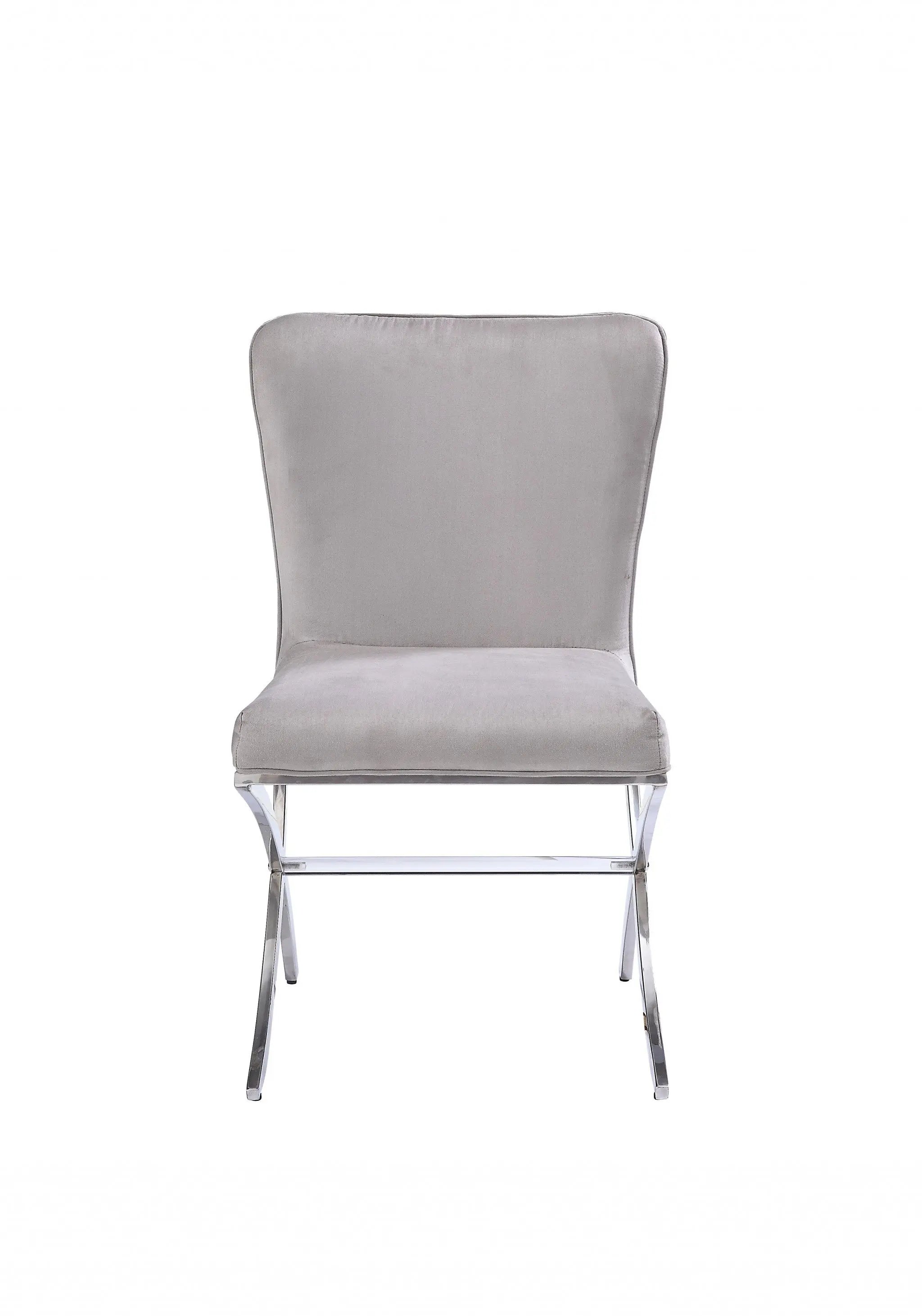 24" Beige and Silver Velvet Parsons Chair Homeroots Living Room