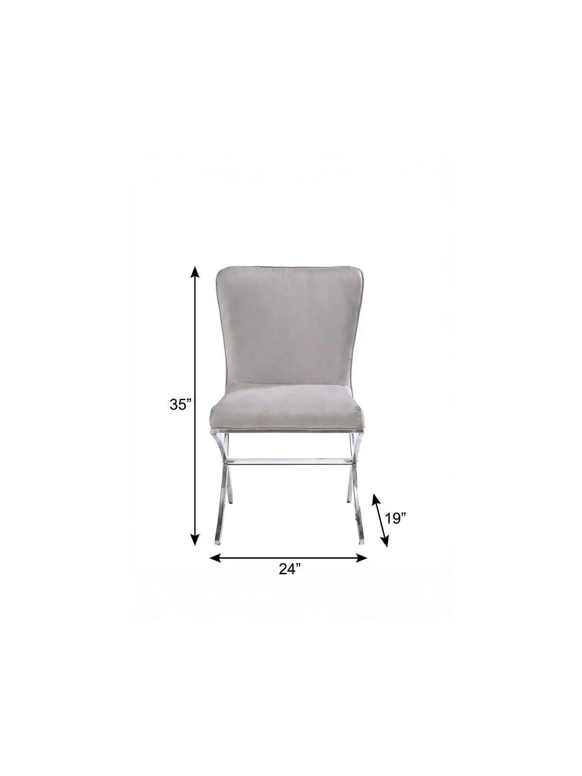 24" Beige and Silver Velvet Parsons Chair Homeroots Living Room
