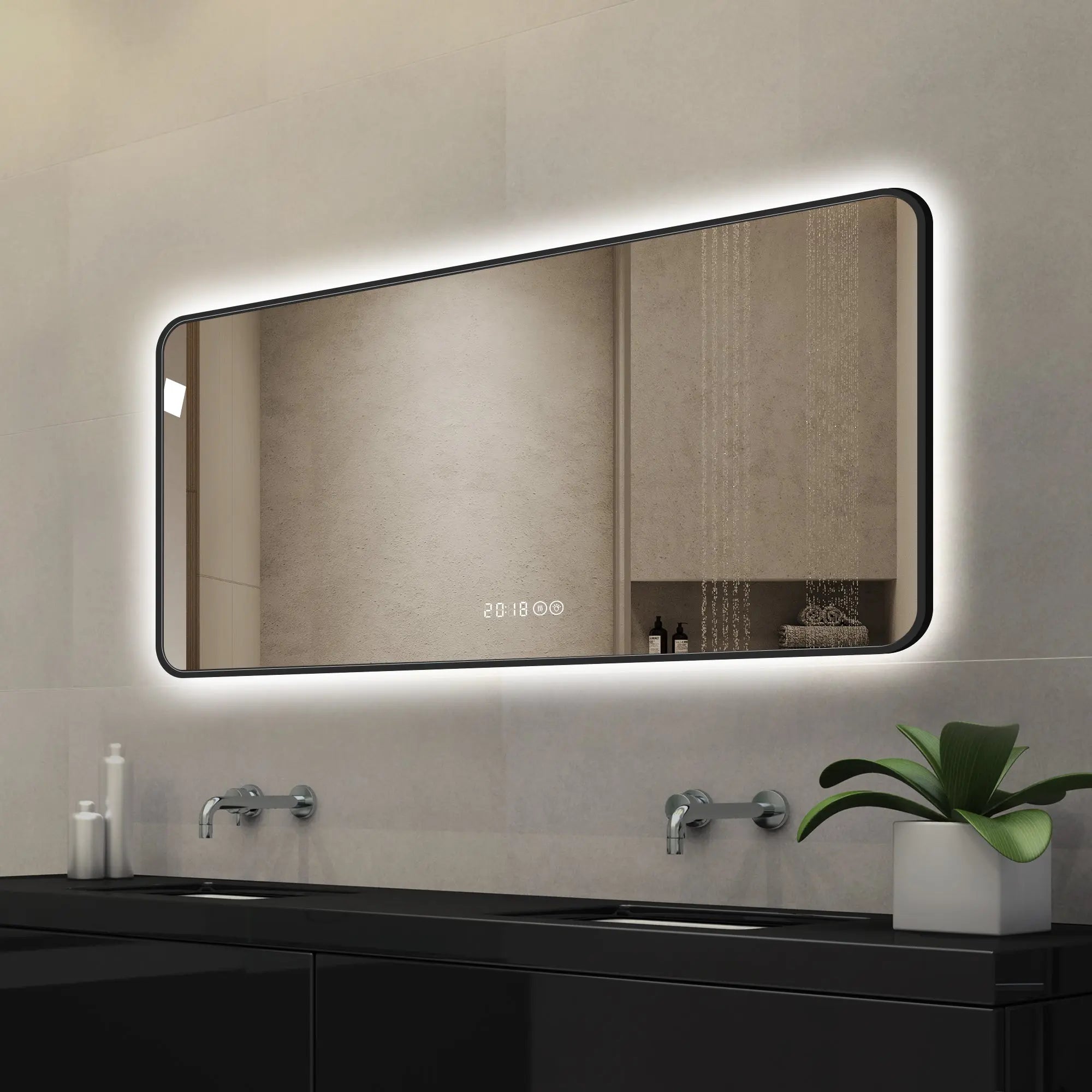24" Black Aluminum Lighted Framed Bathroom Vanity Mirror Homeroots Bed & Bath