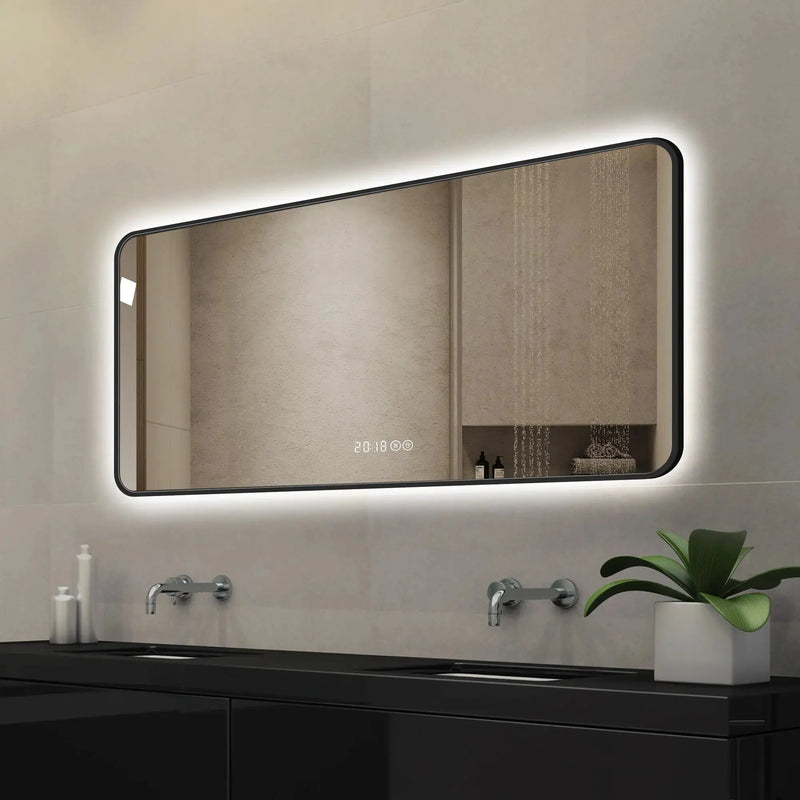 24" Black Aluminum Lighted Framed Bathroom Vanity Mirror Homeroots Bed & Bath