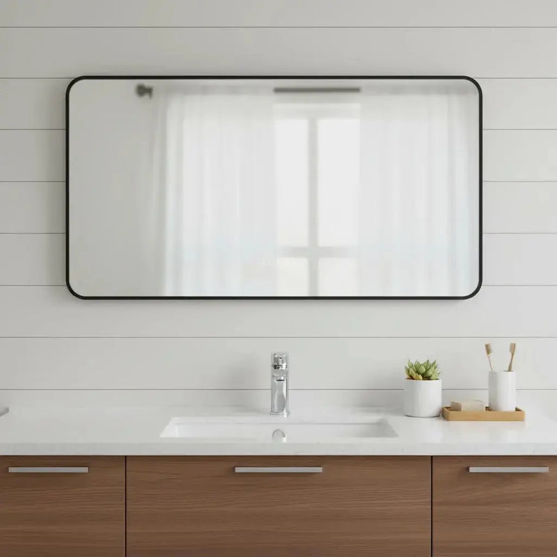 24" Black Aluminum Lighted Framed Bathroom Vanity Mirror Homeroots Bed & Bath