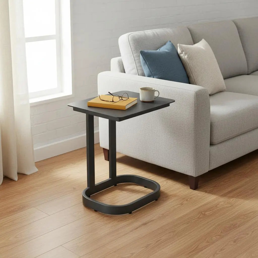 24" Black Aluminum Pedestal End Table Homeroots Living Room