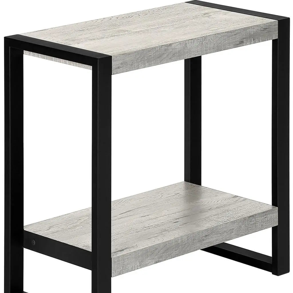 24" Black And Gray End Table With Shelf Homeroots Living Room