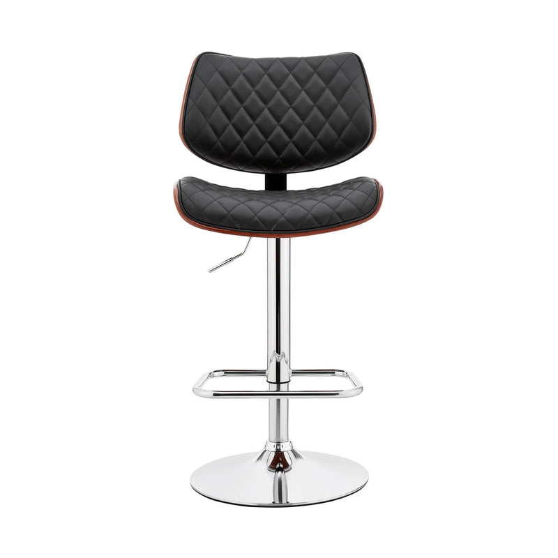 24" Black And Silver Faux Leather And Iron Swivel Low Back Adjustable Height Bar Chair Homeroots Living Room