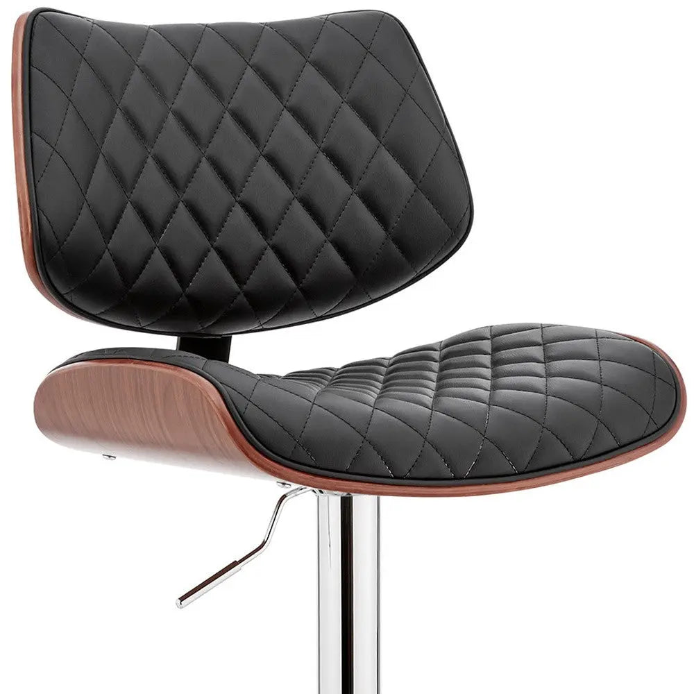 24" Black And Silver Faux Leather And Iron Swivel Low Back Adjustable Height Bar Chair Homeroots Living Room